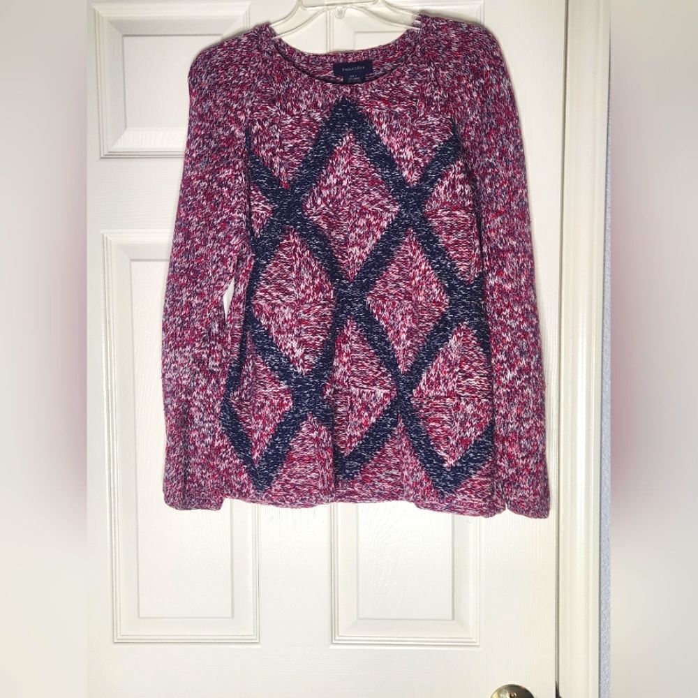 Eagle's Eye L Ramie Blend Geomet Knitted Lngslv CrewNeck Mlticlrd Women Sweater